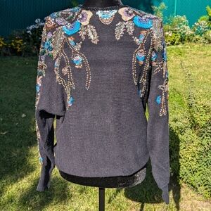 Vintage - black beaded sweater